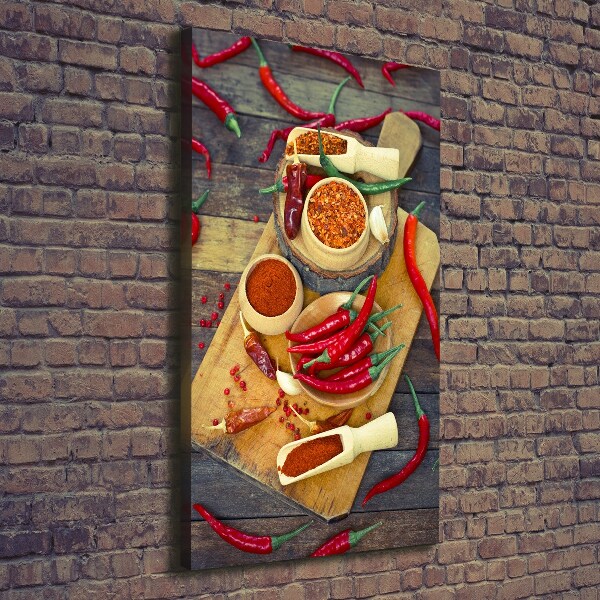 Quadro su tela canvas verticale Peperoncini