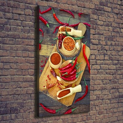 Quadro su tela canvas verticale Peperoncini