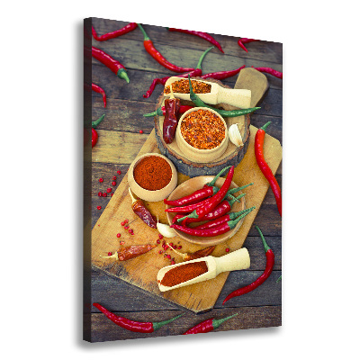 Quadro su tela canvas verticale Peperoncini