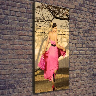 Stampa quadro su tela verticale La donna in rosa