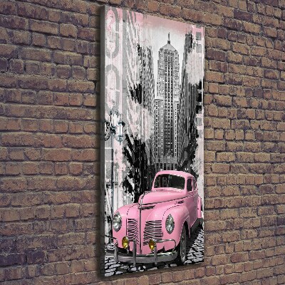 Quadro su tela canvas verticale Auto rosa