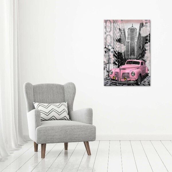 Quadro su tela canvas verticale Auto rosa