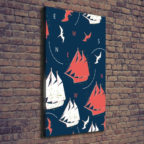 Quadro su tela canvas verticale Navi uccelli marini