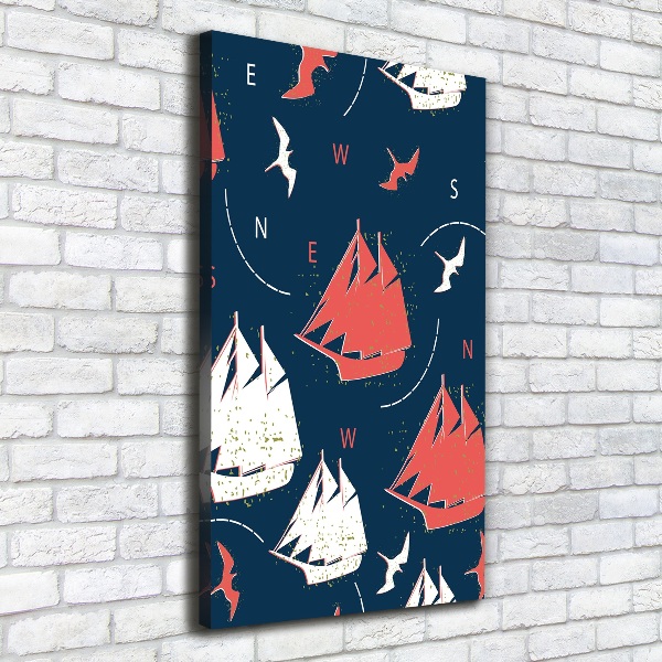 Quadro su tela canvas verticale Navi uccelli marini