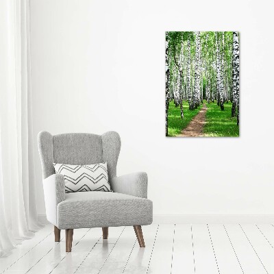 Quadro foto su tela verticale Foresta di betulle