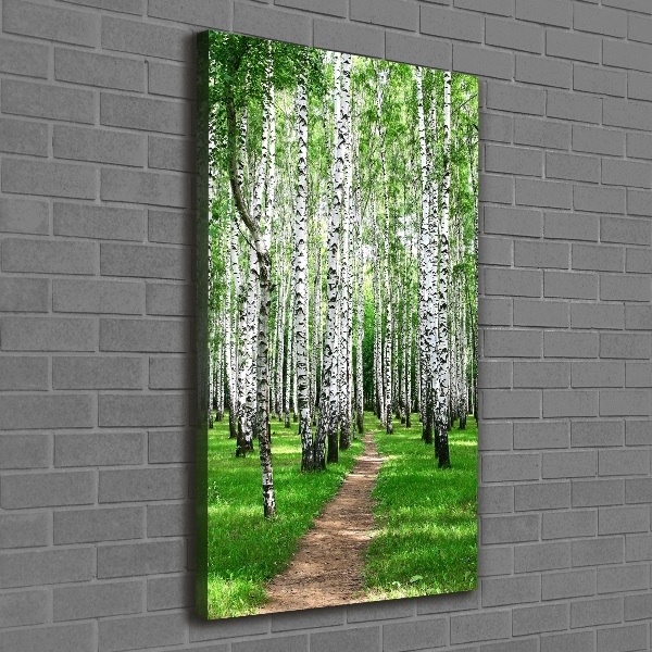 Quadro foto su tela verticale Foresta di betulle