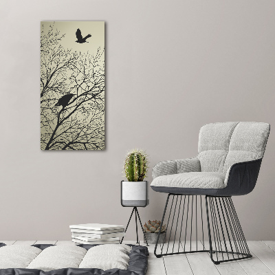 Quadro su tela canvas verticale Corvi su un albero