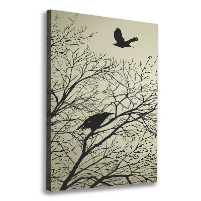 Quadro su tela canvas verticale Corvi su un albero