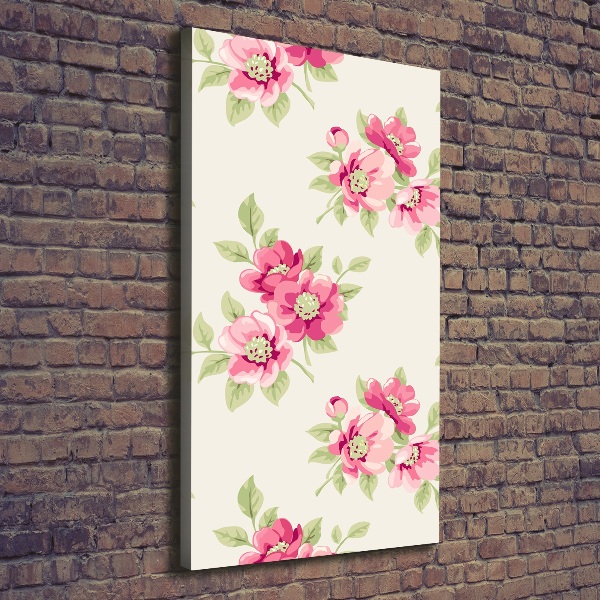 Stampa quadro su tela verticale Fiori rosa
