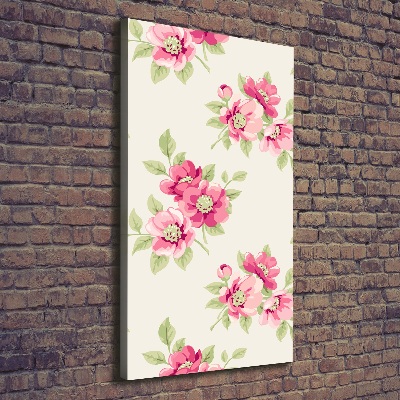 Stampa quadro su tela verticale Fiori rosa