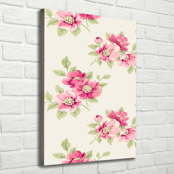 Stampa quadro su tela verticale Fiori rosa