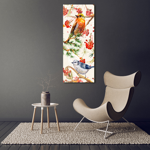 Quadro su tela canvas verticale Uccelli e fiori