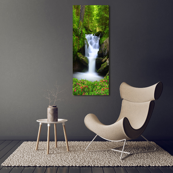 Quadro foto su tela verticale Cascata nella foresta