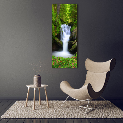 Quadro foto su tela verticale Cascata nella foresta