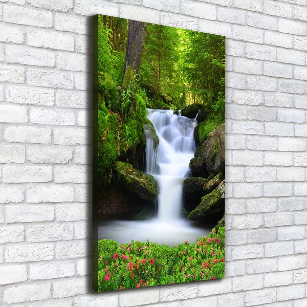 Quadro foto su tela verticale Cascata nella foresta