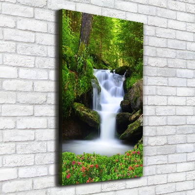 Quadro foto su tela verticale Cascata nella foresta