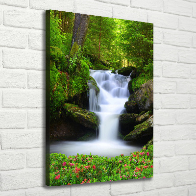 Quadro foto su tela verticale Cascata nella foresta