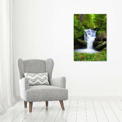 Quadro foto su tela verticale Cascata nella foresta