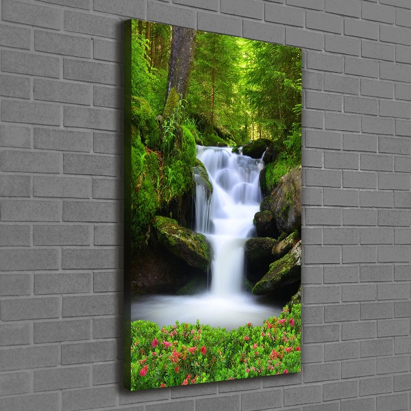 Quadro foto su tela verticale Cascata nella foresta