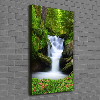 Quadro foto su tela verticale Cascata nella foresta