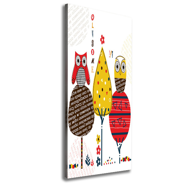 Stampa quadro su tela verticale Gufi sugli alberi
