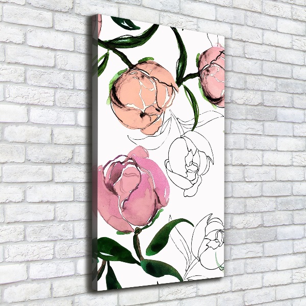 Stampa quadro su tela verticale Peonie