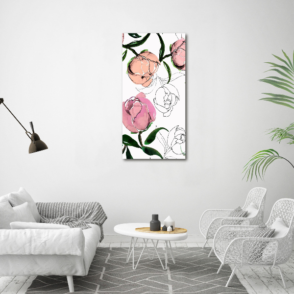 Stampa quadro su tela verticale Peonie