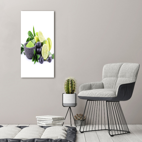 Quadro su tela canvas verticale Agrumi e pietre