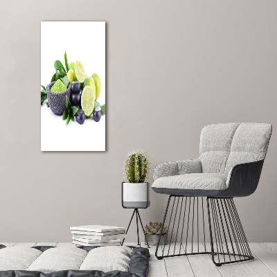 Quadro su tela canvas verticale Agrumi e pietre