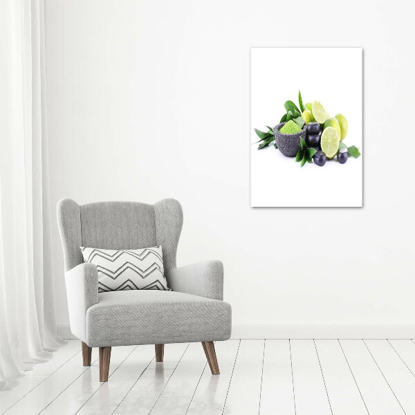 Quadro su tela canvas verticale Agrumi e pietre