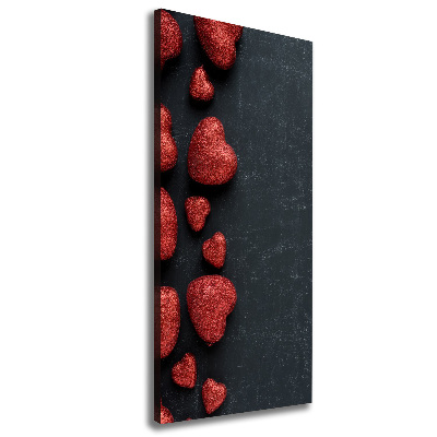 Quadro foto su tela verticale Cuori sulla scacchiera