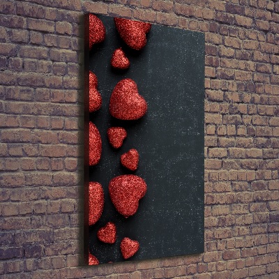 Quadro foto su tela verticale Cuori sulla scacchiera