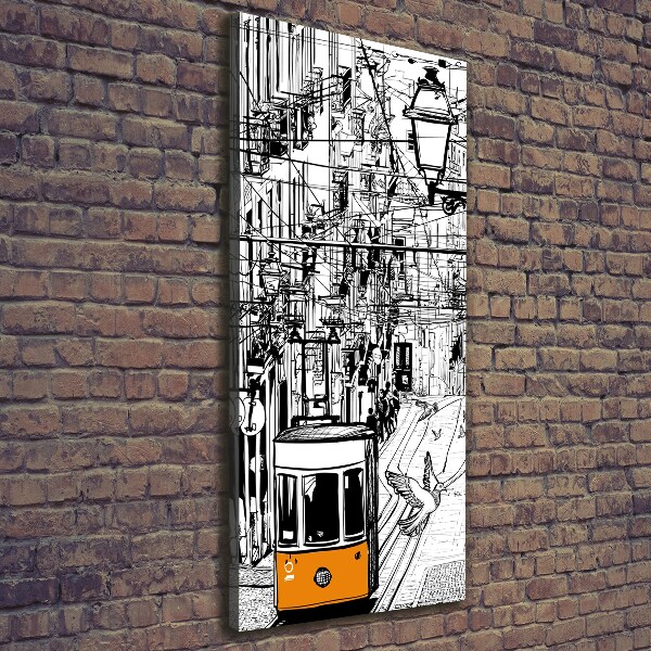 Quadro su tela canvas verticale Tram di Lisbona