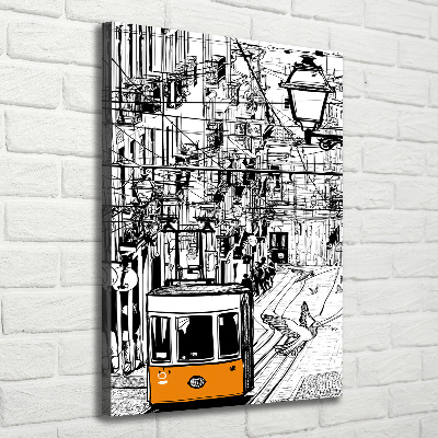 Quadro su tela canvas verticale Tram di Lisbona