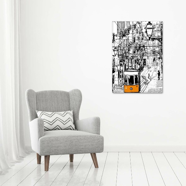 Quadro su tela canvas verticale Tram di Lisbona