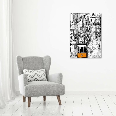 Quadro su tela canvas verticale Tram di Lisbona