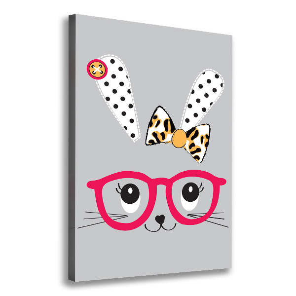 Quadro foto su tela verticale Coniglio con gli occhiali