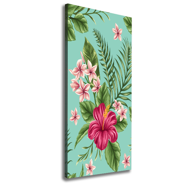 Quadro su tela canvas verticale Fiori hawaiani