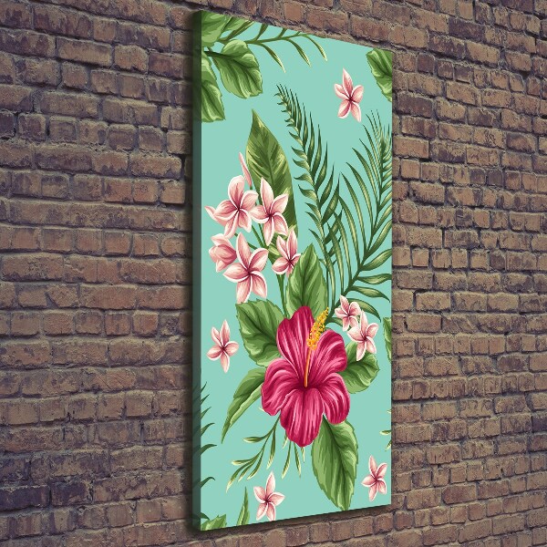 Quadro su tela canvas verticale Fiori hawaiani