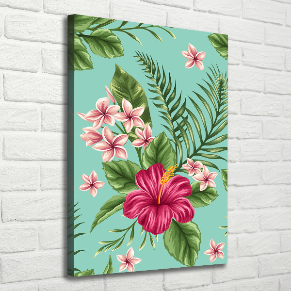Quadro su tela canvas verticale Fiori hawaiani