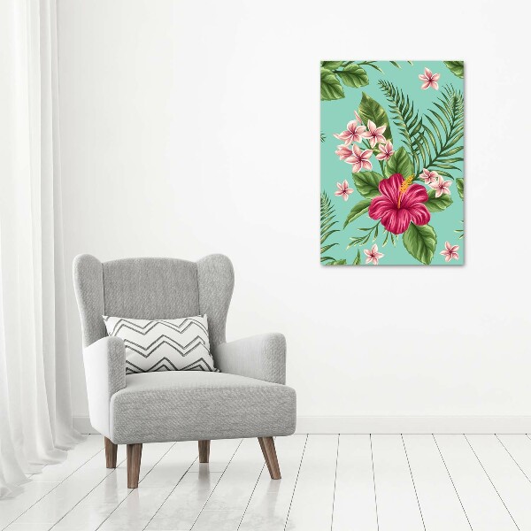 Quadro su tela canvas verticale Fiori hawaiani