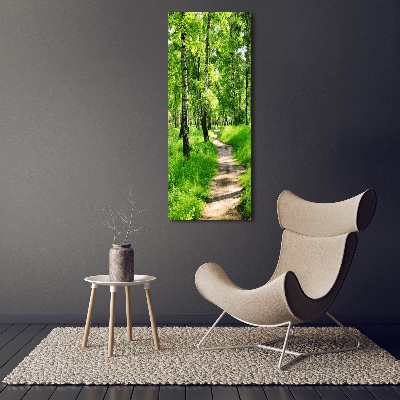 Quadro foto su tela verticale Foresta di betulle