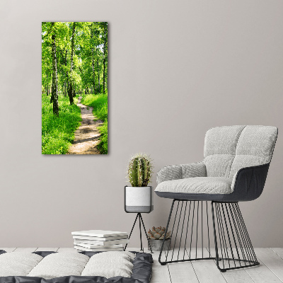 Quadro foto su tela verticale Foresta di betulle