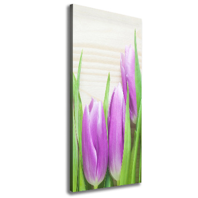Quadro foto su tela verticale Tulipani viola