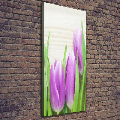 Quadro foto su tela verticale Tulipani viola