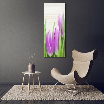 Quadro foto su tela verticale Tulipani viola