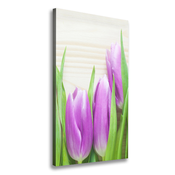 Quadro foto su tela verticale Tulipani viola