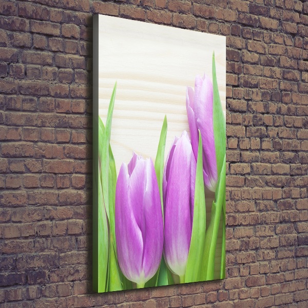 Quadro foto su tela verticale Tulipani viola