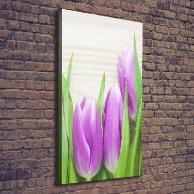 Quadro foto su tela verticale Tulipani viola