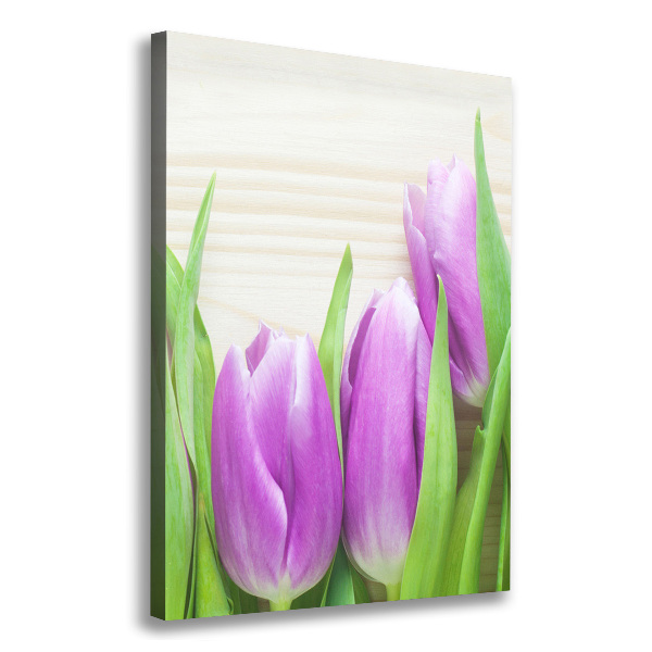 Quadro foto su tela verticale Tulipani viola
